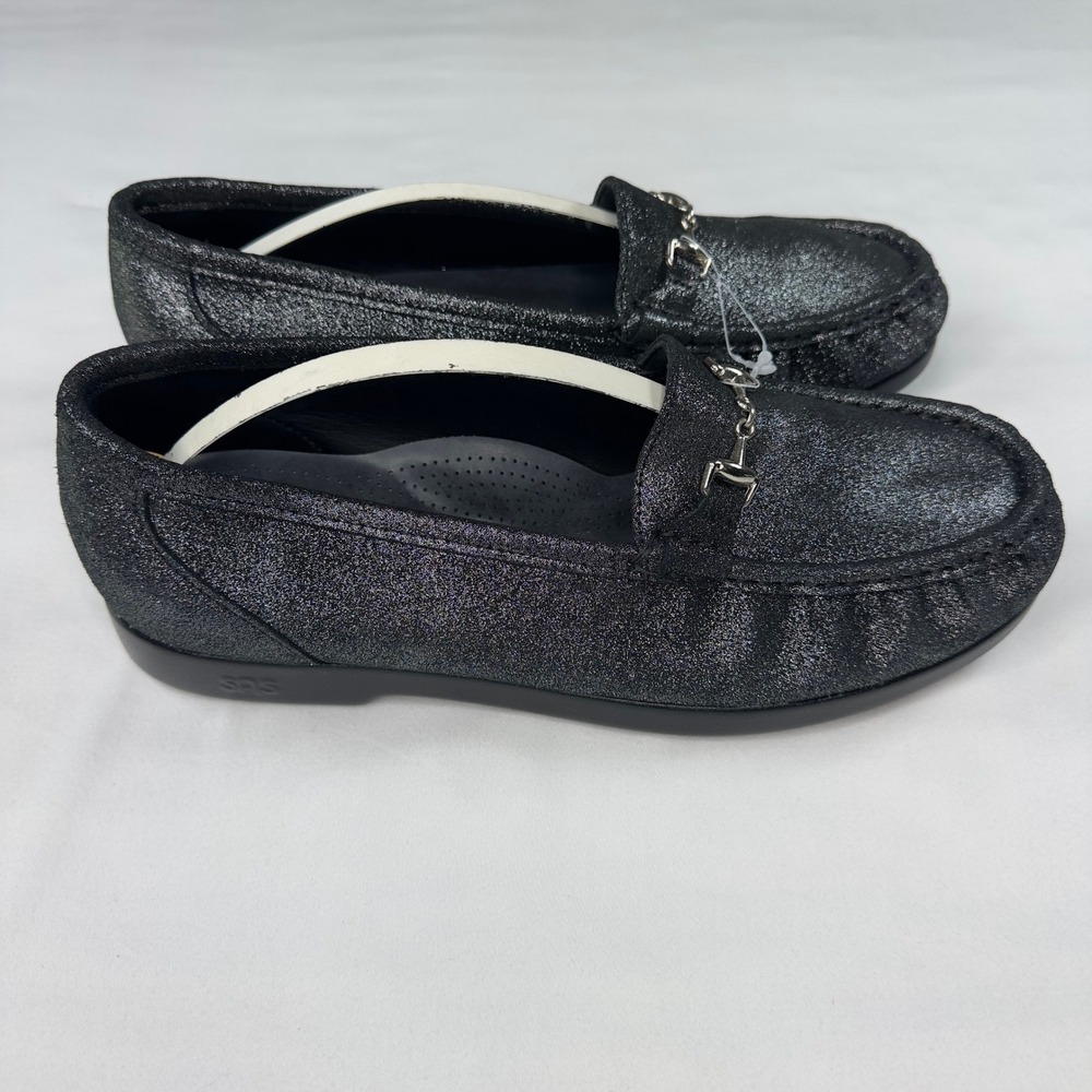 SAS Loafers Women's 11WW Metro Slip On Shoes Sparkle Black Comfort Walk New